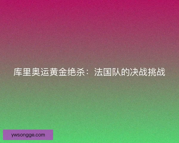 库里奥运黄金绝杀：法国队的决战挑战