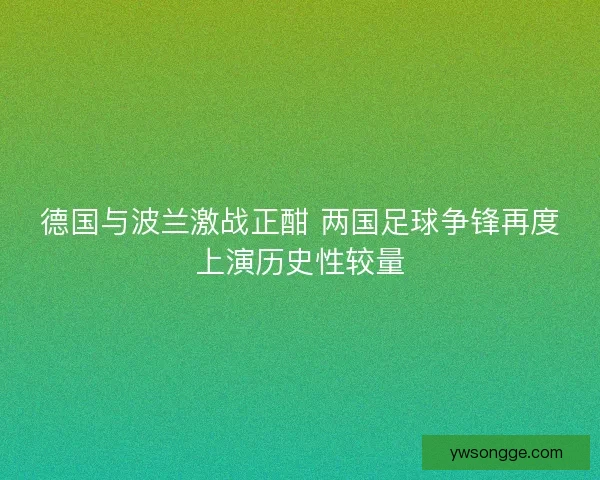 德国与波兰激战正酣 两国足球争锋再度上演历史性较量