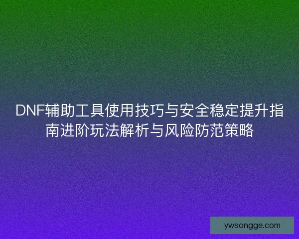 DNF辅助工具使用技巧与安全稳定提升指南进阶玩法解析与风险防范策略