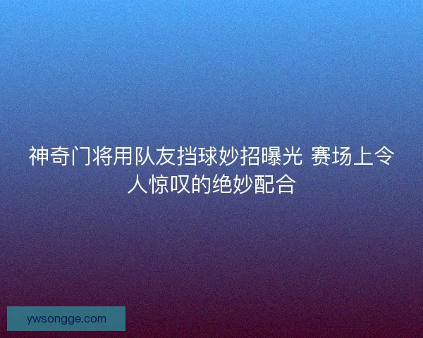 神奇门将用队友挡球妙招曝光 赛场上令人惊叹的绝妙配合 神奇门将用队友挡球妙招曝光 赛场上令人惊叹的绝妙配合